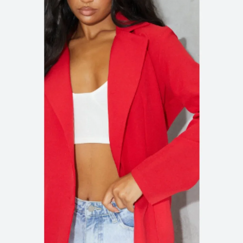 Pretty Little Thing Single Breasted Oversized Blazer, Women's Size 12 {US} - Red - Picture 4 of 12